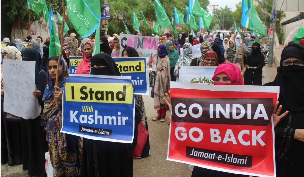 A protest in the Pakistani city of Hyderabad against India’s Kashmir policy. Photo: EPA