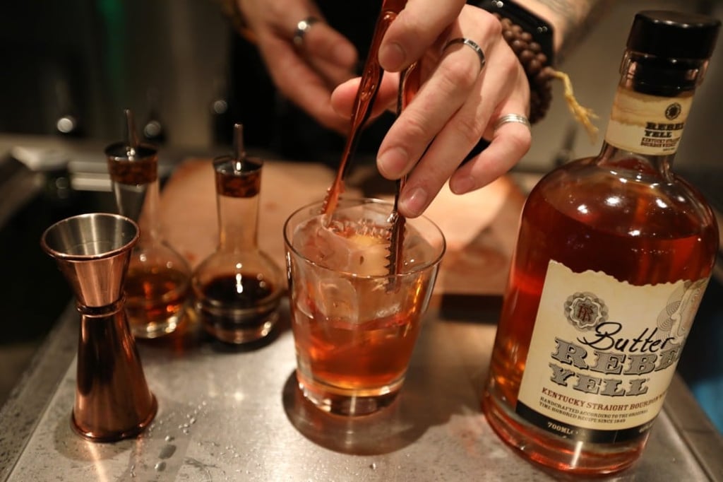Meyer mixes the My Butter Half cocktail. Photo: Roy Issa