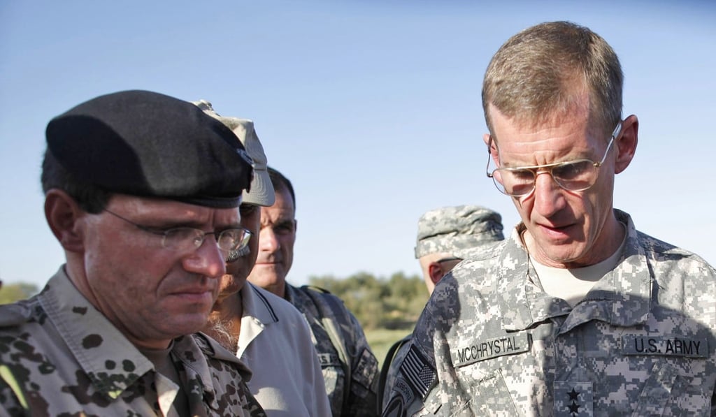 German military commander Georg Klein, left, pictured with US General Stanley McChrystal in 2009. Photo: AP