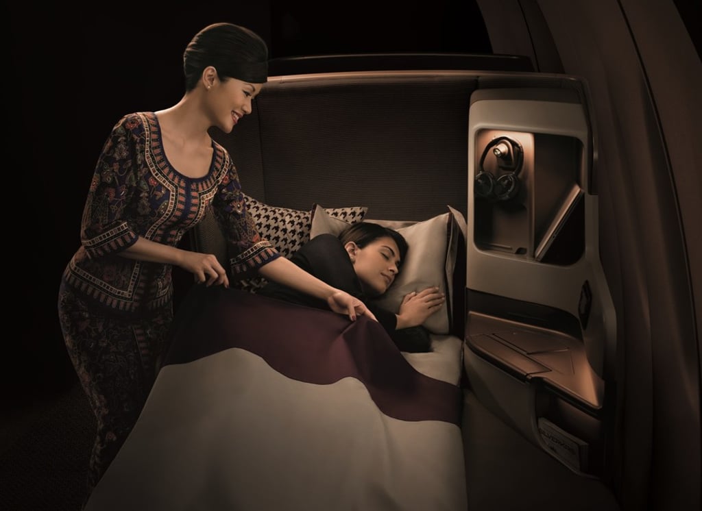 Singapore Airlines’ business class. Singapore Airlines’ business class.