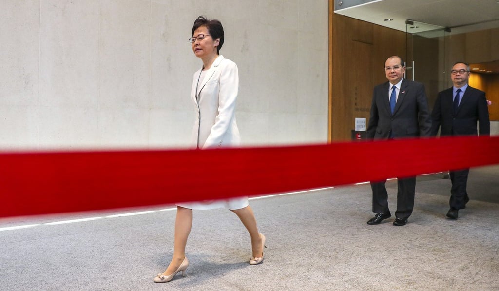 Carrie Lam announces the withdrawal of the extradition bill, meeting one of the protesters’ demands. Photo: Sam Tsang