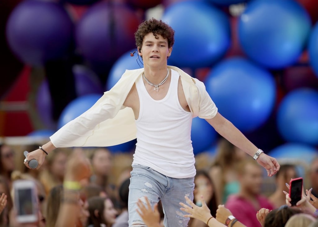 Teenage actor Hayden Summerall takes to the stage at the Teen Choice Awards 2019 in Los Angeles.