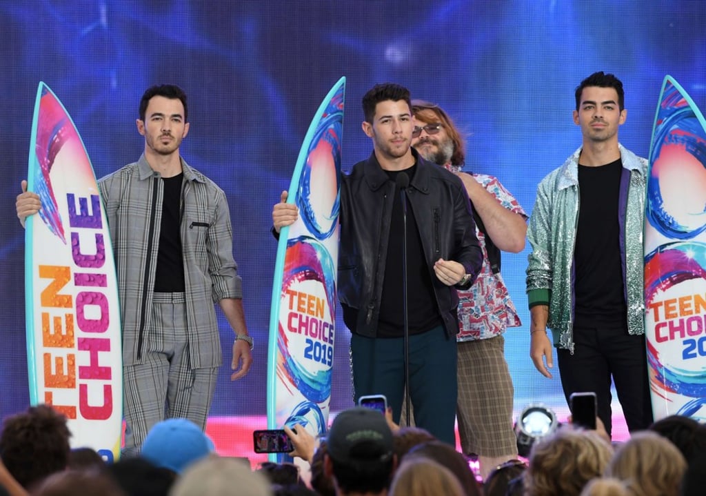 (From left) Kevin Jonas, Nick Jonas and Joe Jonas of the Jonas Brothers, who won both the ‘decade’ and ‘summer music star: group’ awards at the Teen Choice Awards 2019.