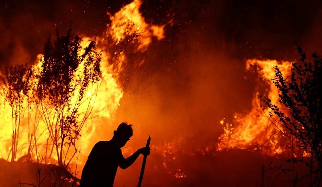 A firefighter tries to extinguish a peatland fire in South Sumatra province on Friday. Photo: Xinhua A firefighter tries to extinguish a peatland fire in South Sumatra province on Friday. Photo: Xinhua