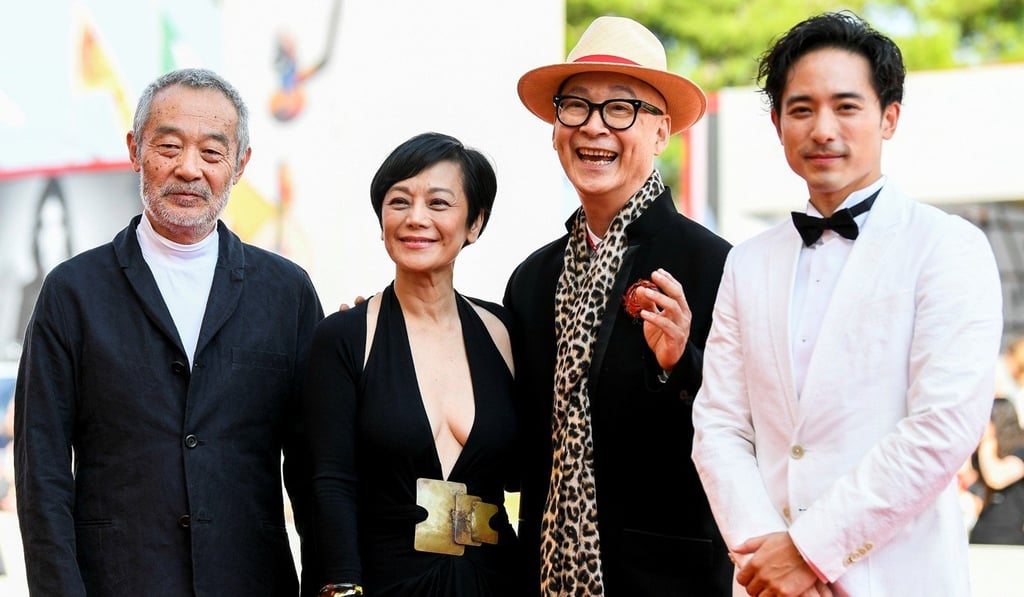 Tian Zhuangzhuang, who voices a small part in No 7 Cherry Lane, Sylvia Chang (Mrs Yu), Yonfan and Alex Lam (Ziming) pose at the Venice Film Festival where the film had its debut. Photo: Reuters