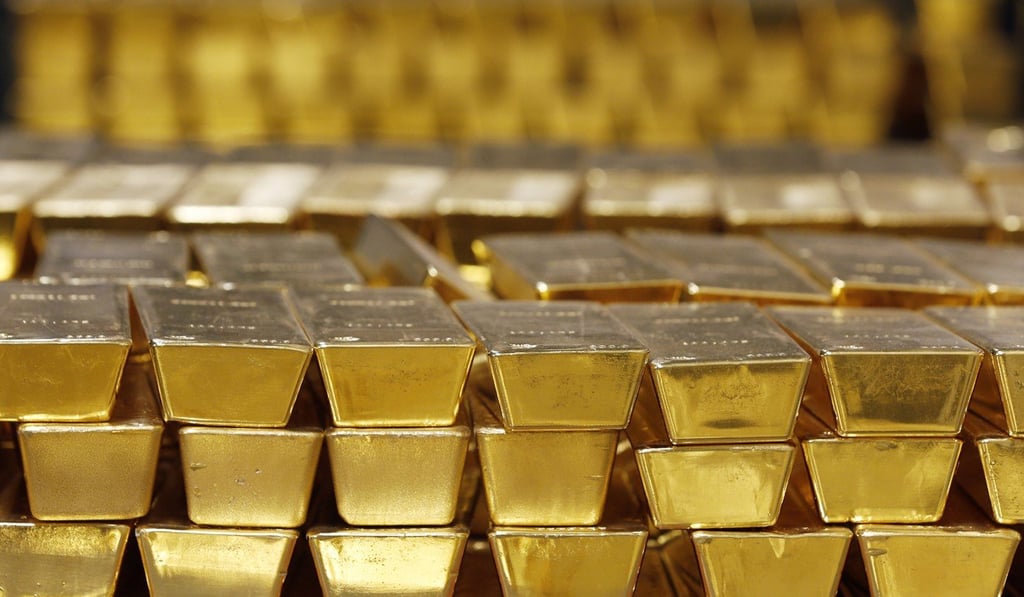 Gold bars are stacked in a vault at the US West Point, in New York. Photo: AP Photo