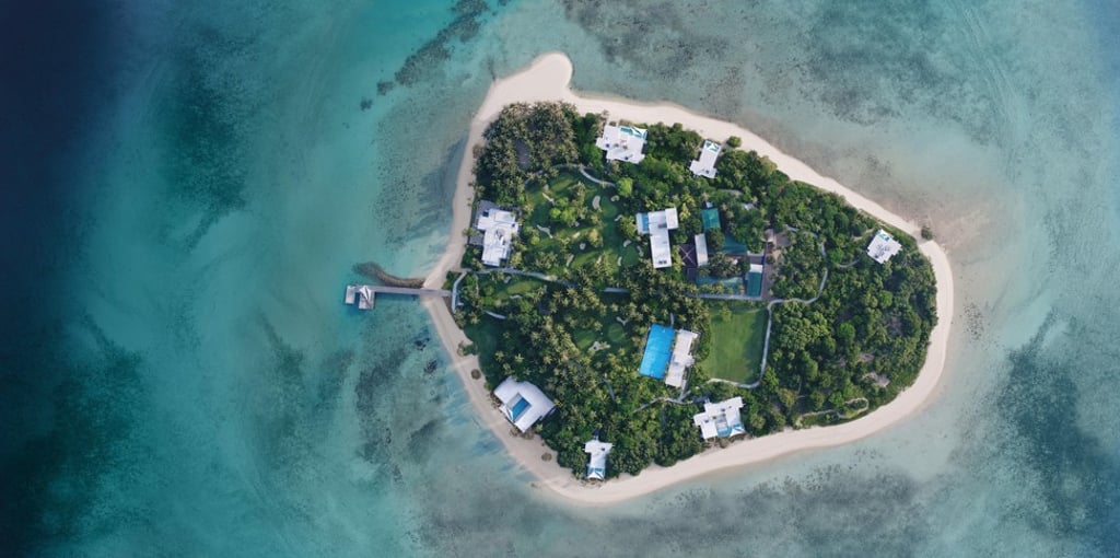 A bird’s-eye view of Banwa Island in the Palawan archipelago in the Philippines.