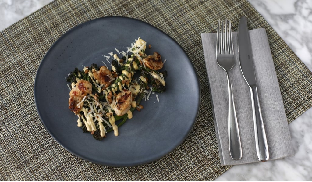 Broccolini with chicken oysters. Photo: Xiaomei Chen