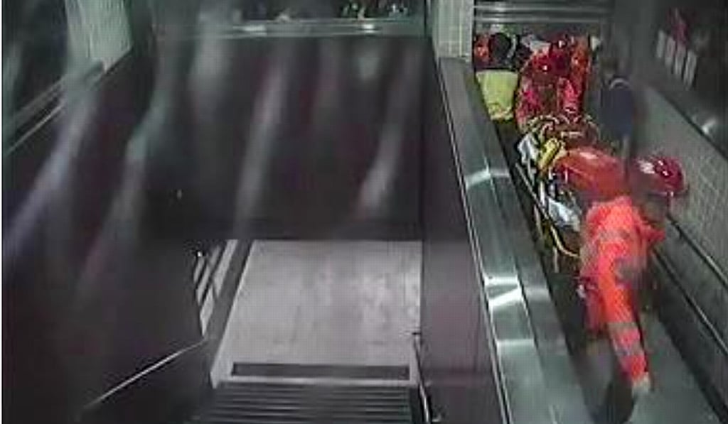 Paramedics entered Prince Edward station at 00.23am on September 1 with the help of MTR staff and firefighters. Photo: Handout Paramedics entered Prince Edward station at 00.23am on September 1 with the help of MTR staff and firefighters. Photo: Handout