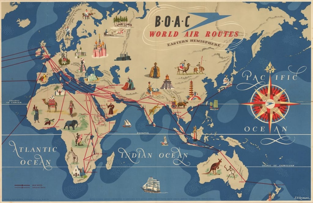 A BOAC route map from 1949.