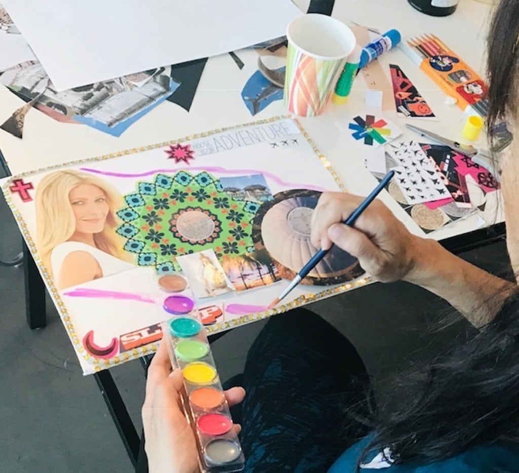 A creative healing art session held by Dr Katie Larson during a Women’s Empowerment Dayfest.