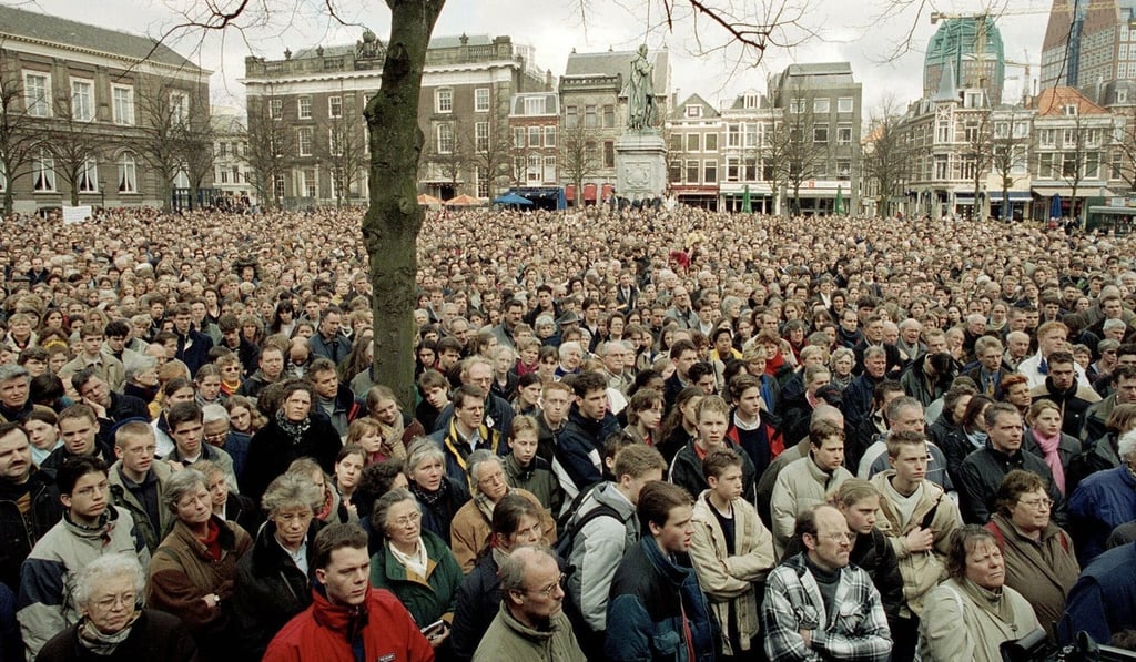 Protesters demonstrated outside Dutch government buildings in The Hague, Netherlands, as the Upper House of Parliament voted to legalise euthanasia. Photo: AP