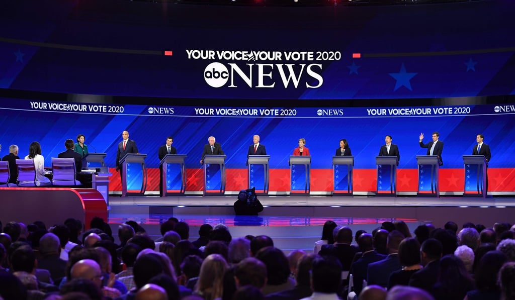 Democratic presidential hopefuls at Texas Southern University in Houston. Photo: AFP Democratic presidential hopefuls at Texas Southern University in Houston. Photo: AFP