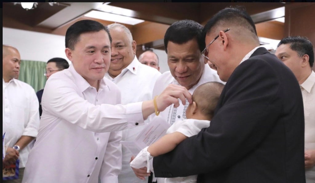 Nicanor Faeldon and President Rodrigo Duterte at the baptism of Faeldon’s son. Photo: Handout