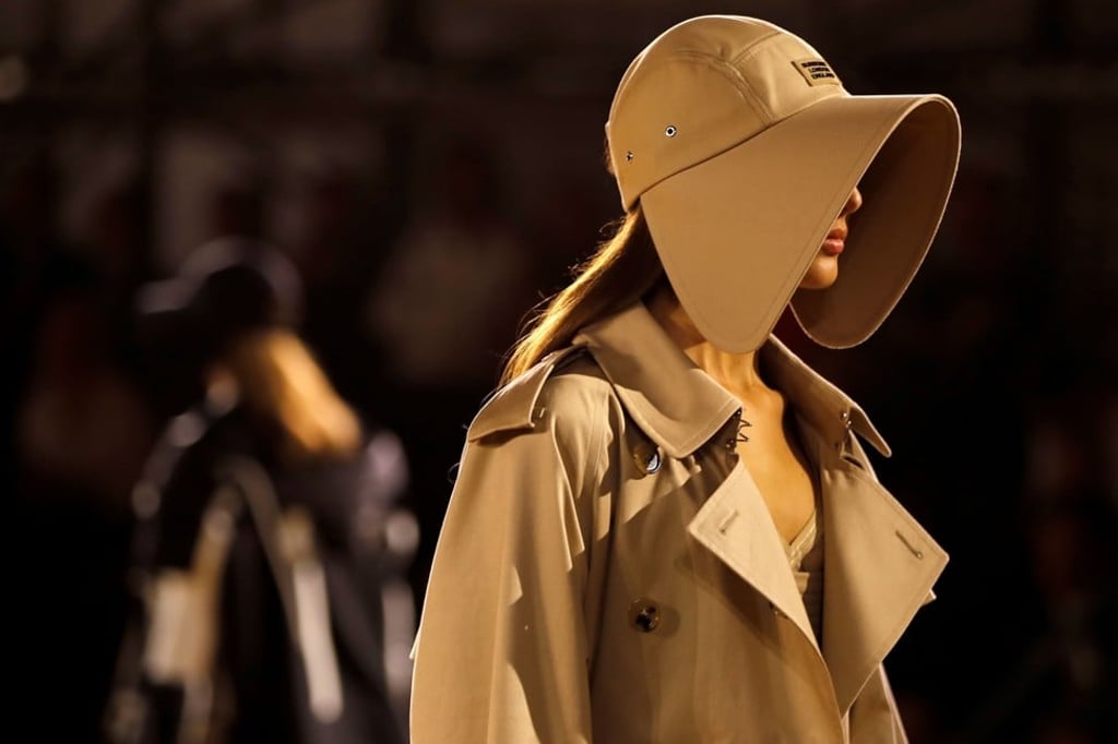 A model wears a Burberry creation at the spring/summer 2020 runway show at London Fashion Week. Photo: AFP A model wears a Burberry creation at the spring/summer 2020 runway show at London Fashion Week. Photo: AFP