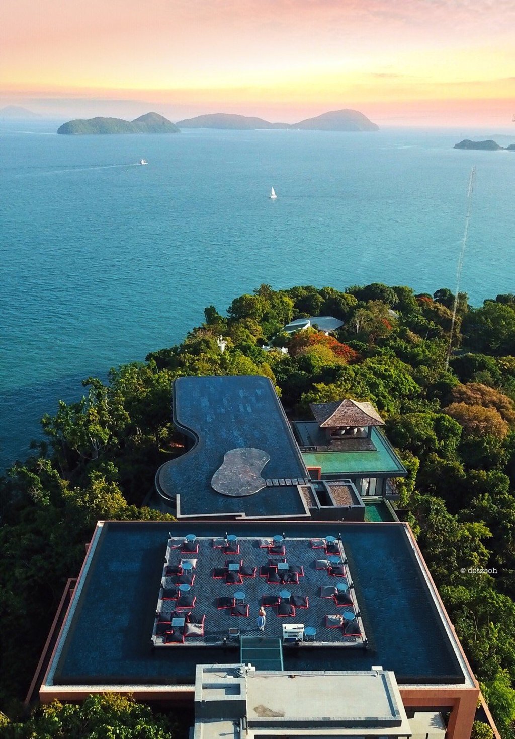 A bird’s-eye view of the Sri Panwa resort’s new X24 super villa on the Cape Panwa peninsula on the Thai island of Phuket.
