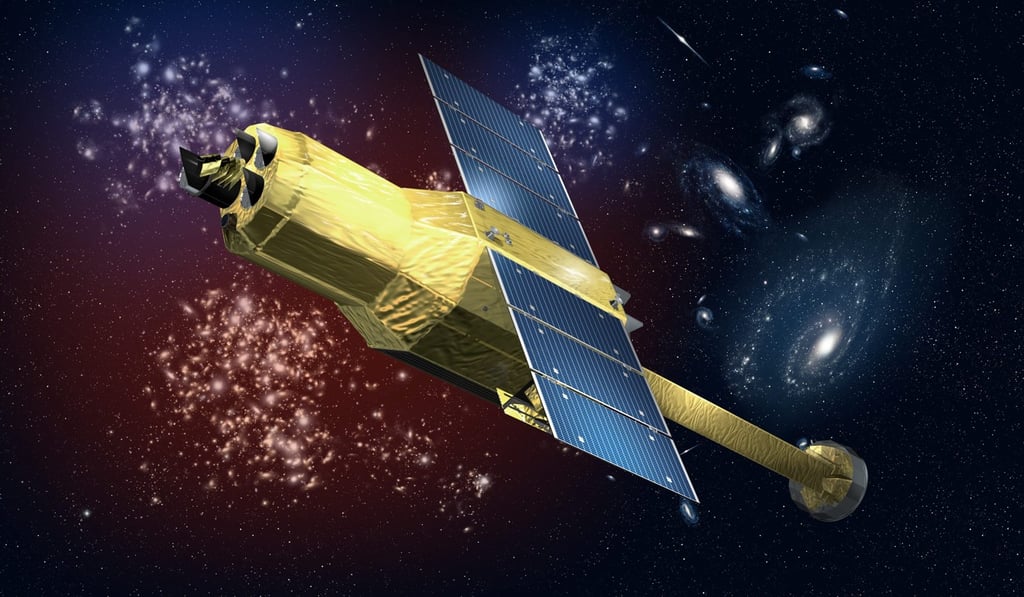 An artist's rendering of Japan’s Astro-H satellite that was intended to observe black holes and galaxy clusters. Contact was lost with the satellite in 2016, a month after launch. Photo: EPA