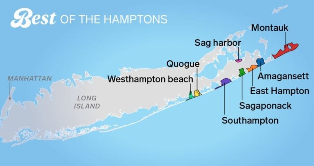 The top resort areas of the Hamptons, including the two main towns, Southampton and East Hampton. Graphic: Business Insider
