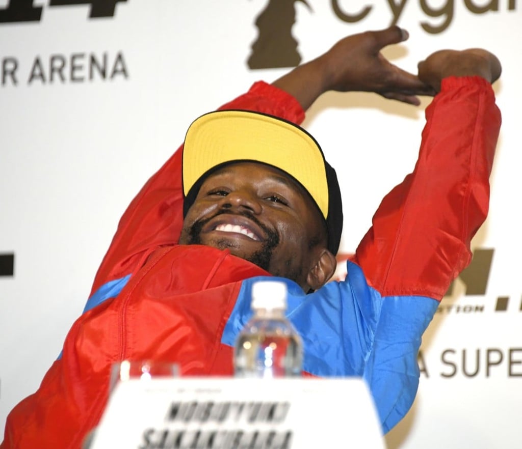 Floyd Mayweather at a press conference in Tokyo on November 5, 2018, announcing an exhibition bout against Japanese kick-boxer Tenshin Nasukawa. Photo: Kyodo