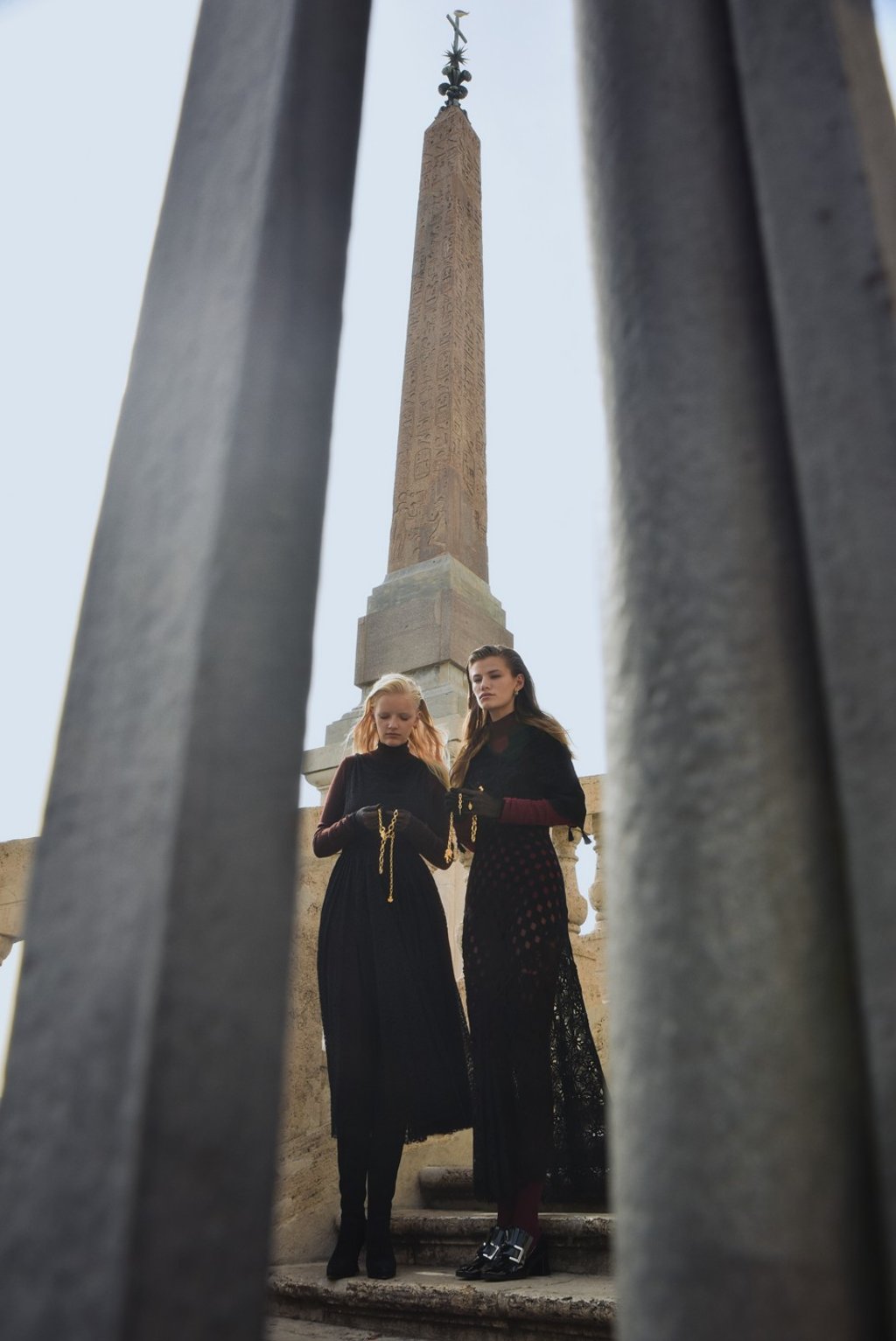 LEFT: Dior dress, HK$72,000, sweater, HK$10,500, boots, HK$12,700, necklace, HK$14,000, earrings, HK$4,900; Duecci Guanti gloves, price on request; RIGHT: Dior dress, HK$36,000, sweater, HK$10,000, lingerie HK$7,800, earrings, necklace, ring, prices on request; Calzedonia tights, price on request; Sergio Rossi shoes, price on request; Duecci Guanti gloves, price on request