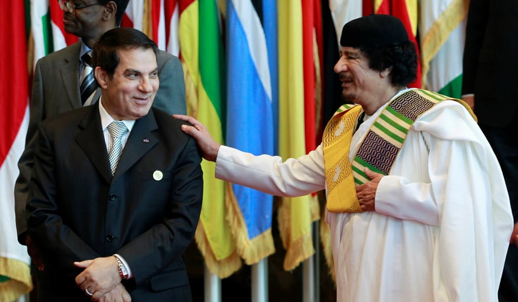Ben Ali pictured with then-Libyan leader Muammar Gaddafi. Photo: Reuters Ben Ali pictured with then-Libyan leader Muammar Gaddafi. Photo: Reuters