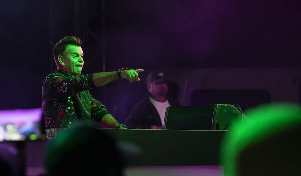 DJ Paul Oakenfold performs at the Alien Research Centre in Hiko, Nevada. Photo: EPA