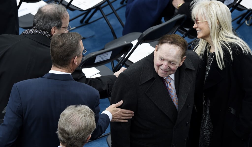 Adelson at US President Donald Trump's inauguration in 2017. Photo: Washington Post