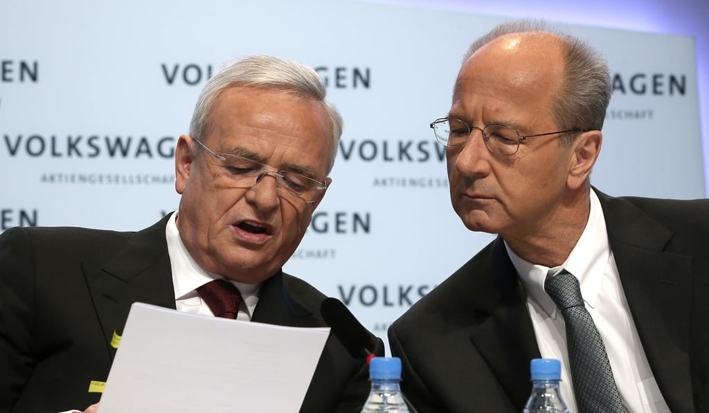 Former Volkswagen chief Martin Winterkorn, left, and Chairman Hans Dieter Poetsch, right. Photo: AP