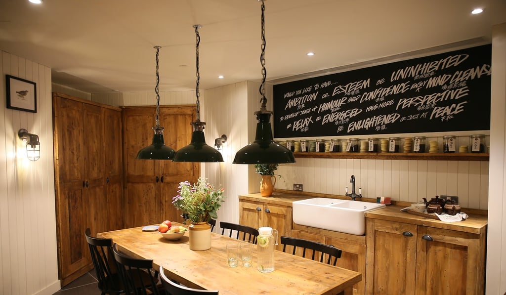 The English-themed kitchen, where customers can relax while discussing their treatment at Lush, in Soho Square, Central The English-themed kitchen, where customers can relax while discussing their treatment at Lush, in Soho Square, Central