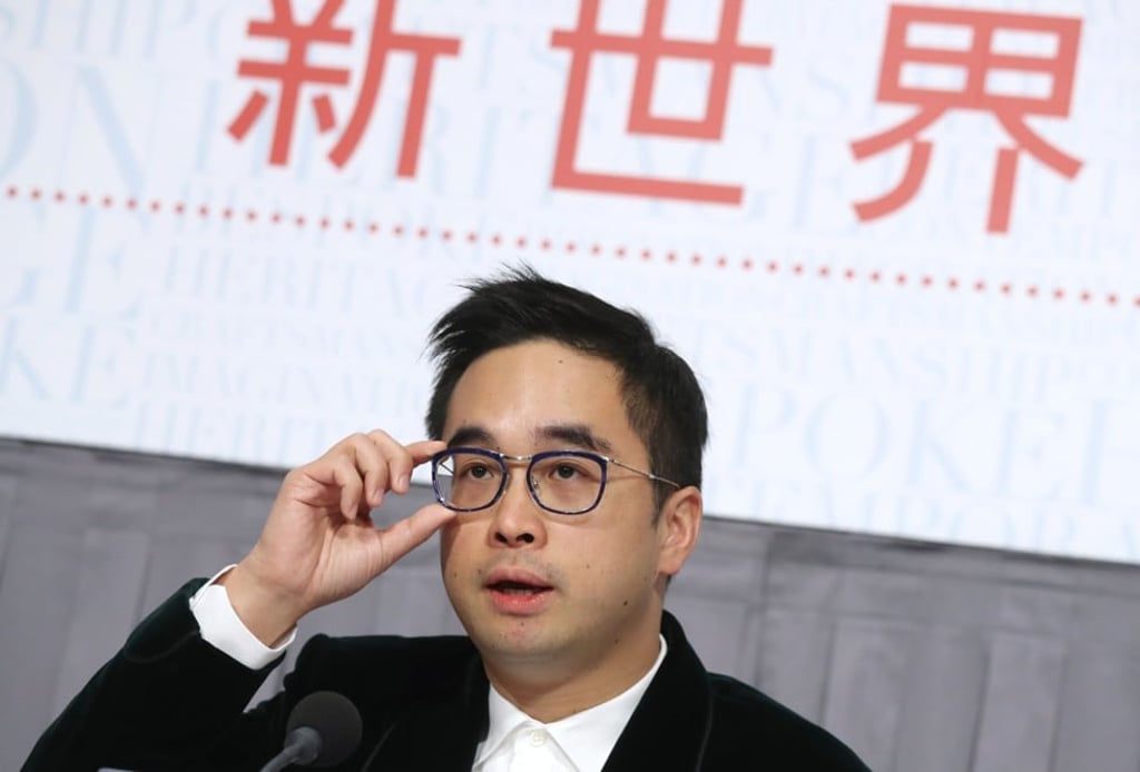 Adrian Cheng Chi-kong, Executive Vice-chairman of New World Development, during the announcement of the 2018 interim results at the Hong Kong Convention and Exhibition Centre in Wan Chai on 27 February 2018. Photo: K.Y.Cheng