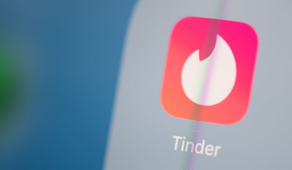 The logo of the US social networking application Tinder on the screen of a tablet. Photo: AFP