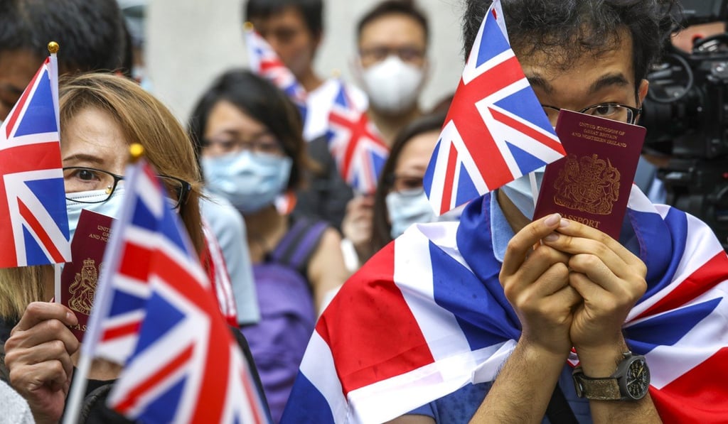Activists march to the British Consulate in Hong Kong on September 1 to urge Britain’s government to grant full citizenship to British National (Overseas) passport holders. Photo: Nora Tam