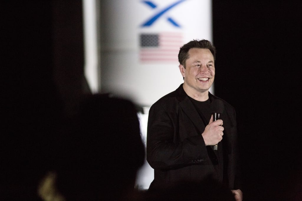Elon Musk, founder and chief executive of Space Exploration Technologies Corp (SpaceX) and Tesla, speaks during an event at the SpaceX launch facility in Cameron County, Texas, on September 28. Photo: Bloomberg