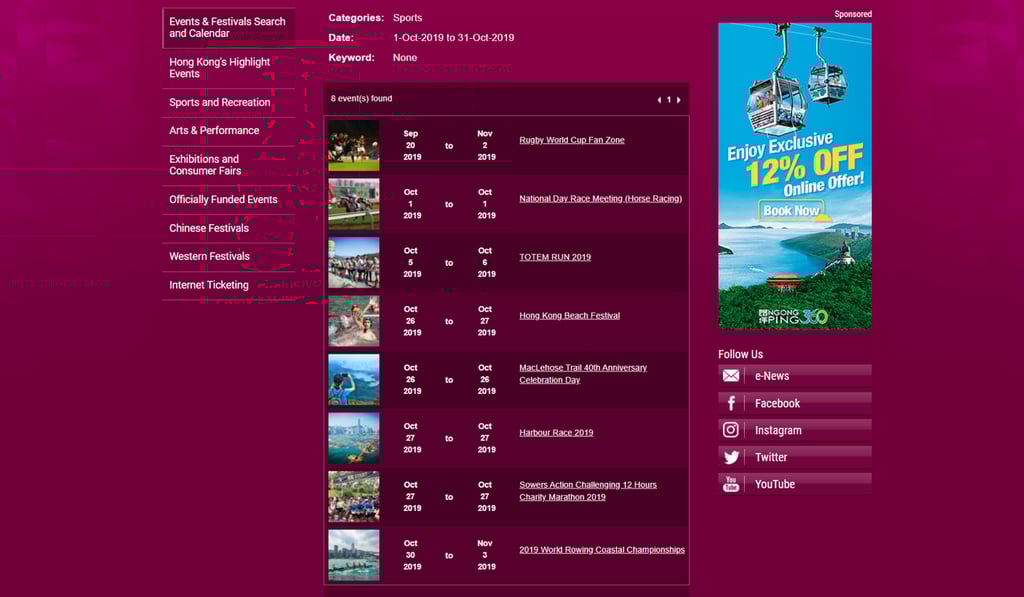 The Tourism Board’s list of events for October has the Hong Kong Cyclothon conspicuously missing.
