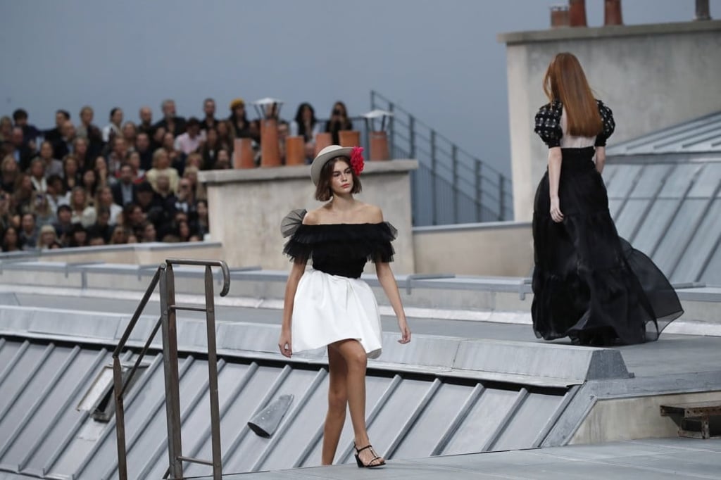 Model Kaia Gerber wears a creation as part of the Chanel Ready To Wear spring/summer 2020 collection, unveiled at Paris Fashion Week. Photo: AP