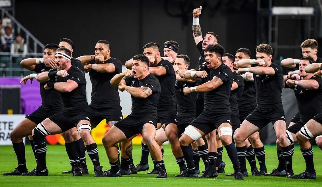 New Zealand players perform the Haka prior to kick off. Photo: AFP New Zealand players perform the Haka prior to kick off. Photo: AFP