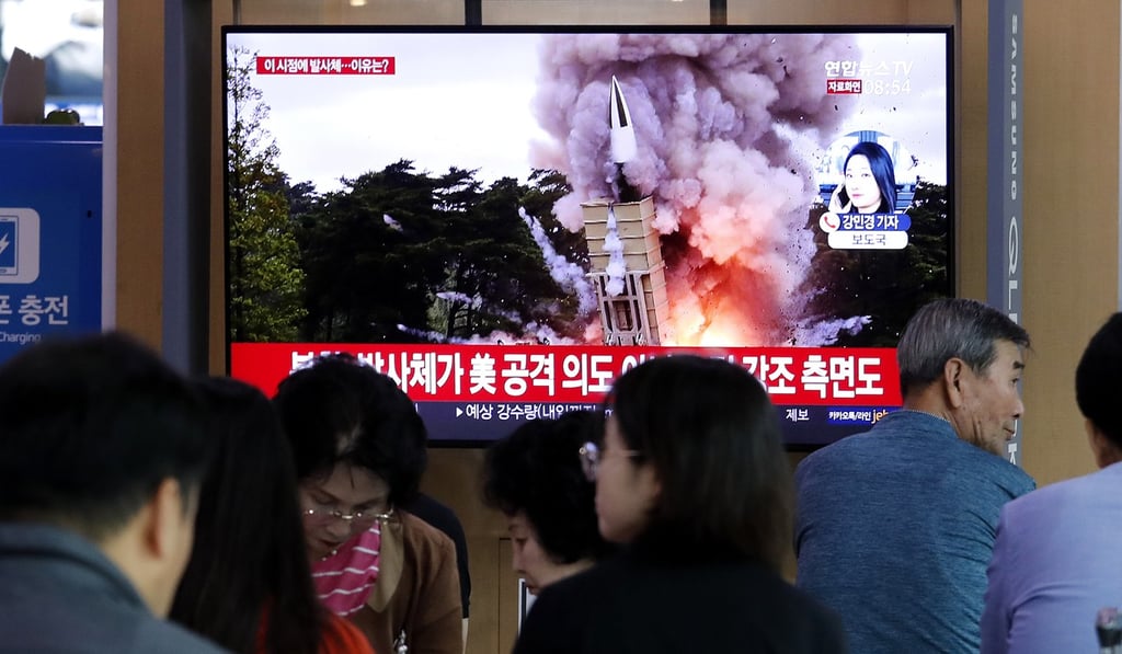 South Korea says the North Korean missile flew about 450km. Photo: AP