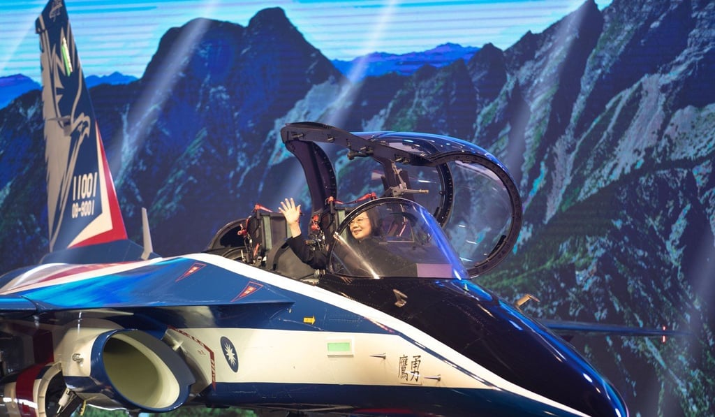 Taiwan's President Tsai Ing-wen at an unveiling ceremony for a jet prototype. Photo: Reuters Taiwan's President Tsai Ing-wen at an unveiling ceremony for a jet prototype. Photo: Reuters