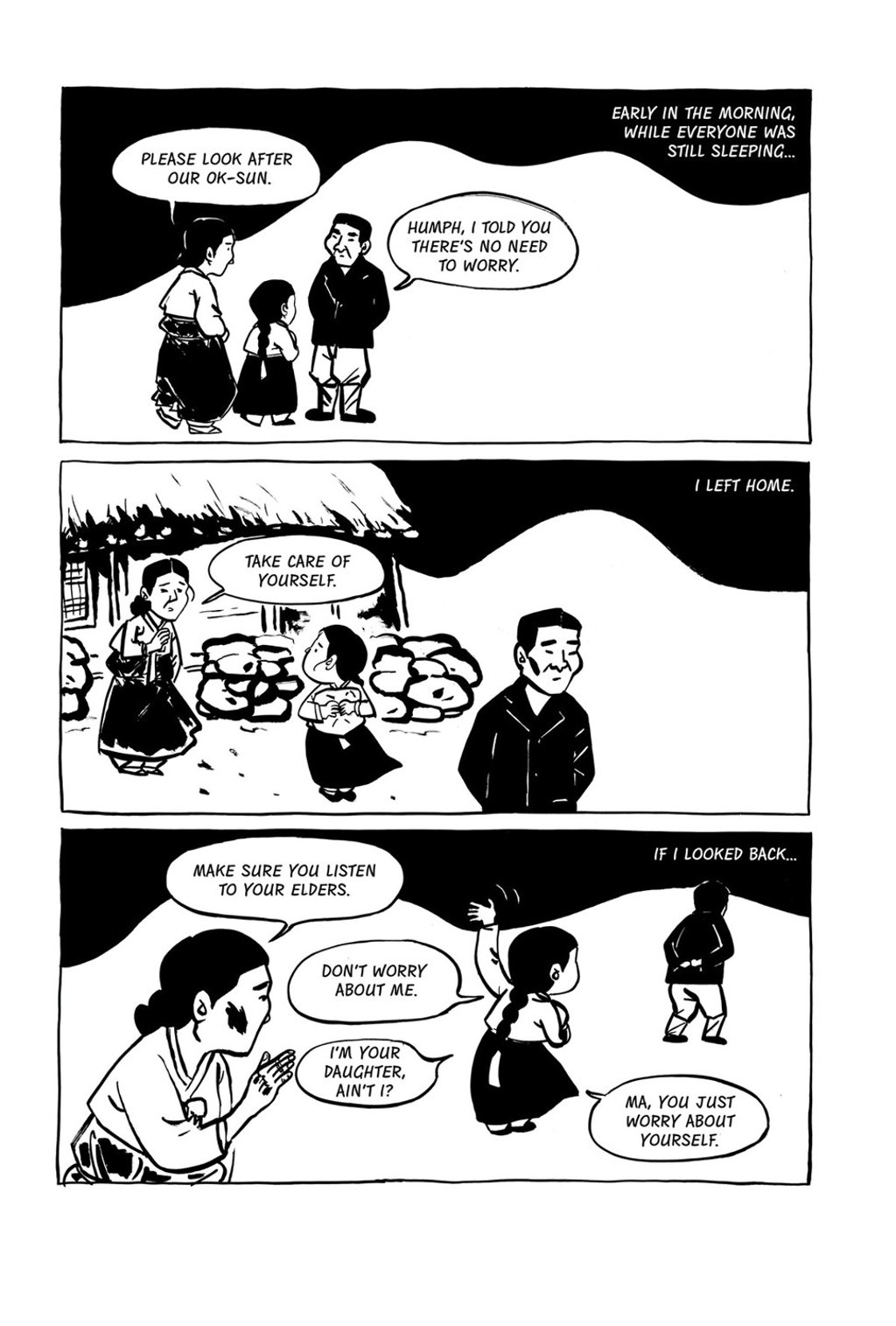 Panels from Grass by Keum Suk Gendry-Kim depicting Lee’s childhood. Panels from Grass by Keum Suk Gendry-Kim depicting Lee’s childhood.