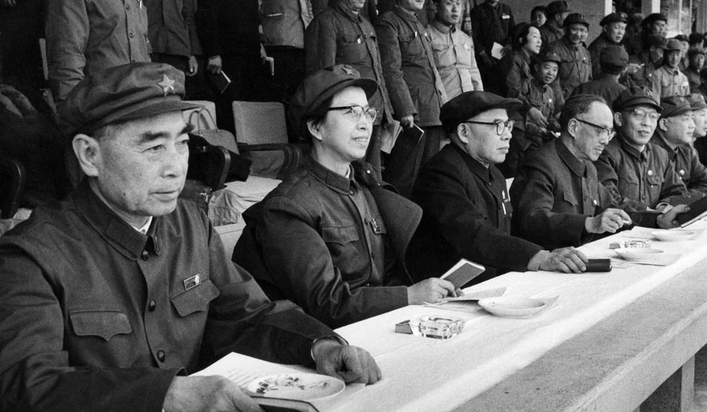 (L to R) Chinese Prime Minister Zhou Enlai, President Mao’s wife Jiang Qing, the ideologue of the Cultural Revolution Zhen Boda, and other Communist Party leaders at a revolutionary committee meeting in 1967. Photo: Xinhua/AFP (L to R) Chinese Prime Minister Zhou Enlai, President Mao’s wife Jiang Qing, the ideologue of the Cultural Revolution Zhen Boda, and other Communist Party leaders at a revolutionary committee meeting in 1967. Photo: Xinhua/AFP