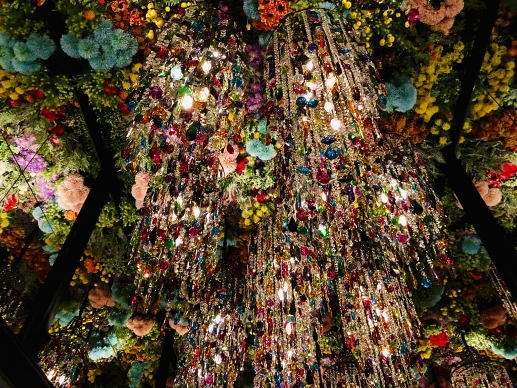 Part of the Harbourside dining area’s domed ceiling in Sevva, which has a new floral arrangement and 36 gypsy chandeliers. Photo: Sevva Part of the Harbourside dining area’s domed ceiling in Sevva, which has a new floral arrangement and 36 gypsy chandeliers. Photo: Sevva