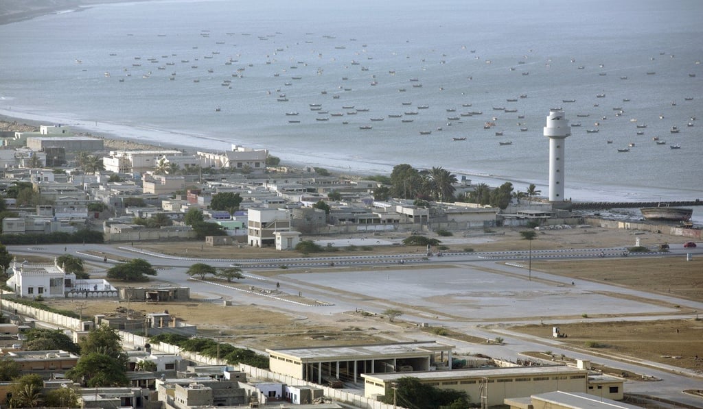 Boats sit in the Arabian Sea off the coast of Gwadar, Balochistan, Pakistan. What used to be a small fishing town has been transformed by Chinese investment. Photo: Bloomberg