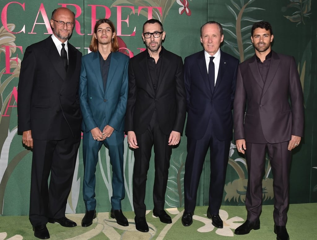 Paolo Zegna, Ivan Federico, Alessandro Sartori, Gildo Zegna and Francisco Porcella at Italy’s Green Carpet Fashion Awards, recognising sustainability in the fashion industry.