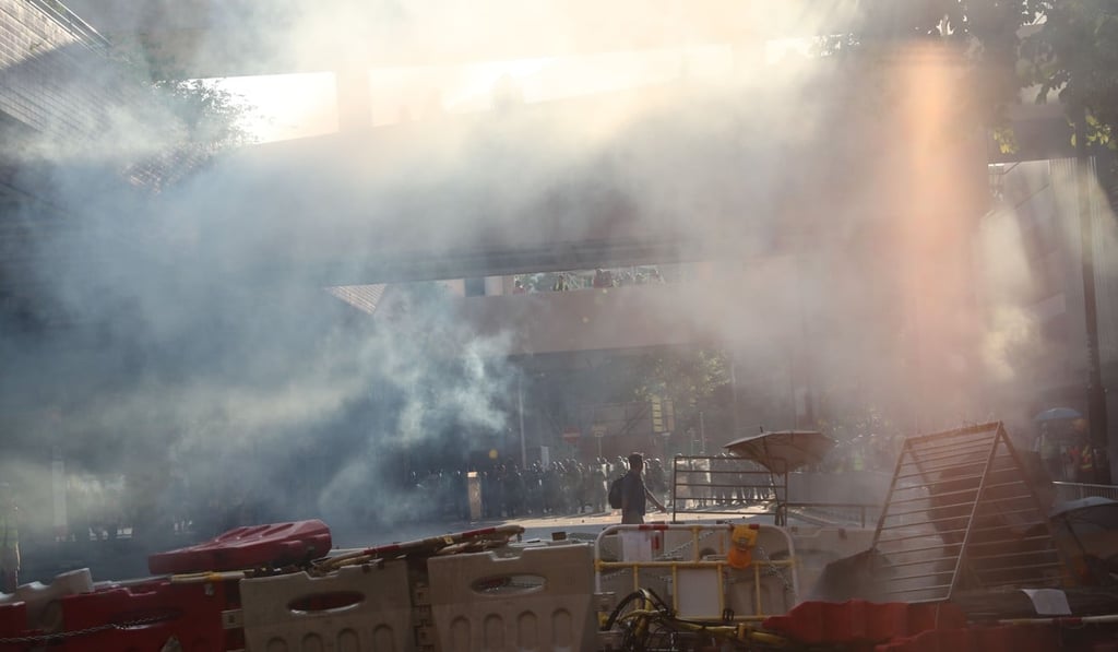 Tear gas is fired in Tuen Mun on September 21 during the anti-government protests. Photo: Sam Tsang