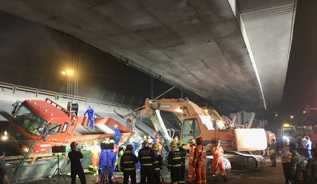 The flyover collapsed at about 6pm on Thursday. Photo: Xinhua