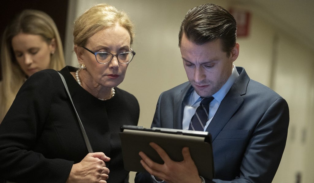 J. Smith Cameron and Kieran Culkin as Gerri and Roman Roy in HBO’s Succession. J. Smith Cameron and Kieran Culkin as Gerri and Roman Roy in HBO’s Succession.