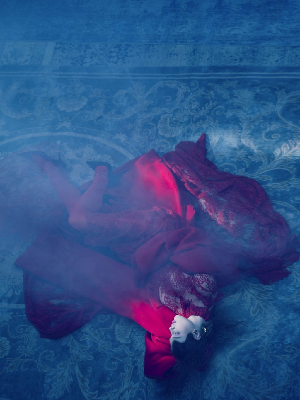 Our model is wearing an Erdem dress, HK$31,350 (US$3,997); Lady Grey ear cuff, price on request; Balenciaga coat, HK$28,000 (US$3,570) and René Caovilla shoes, HK$7,900 (US$1,007).