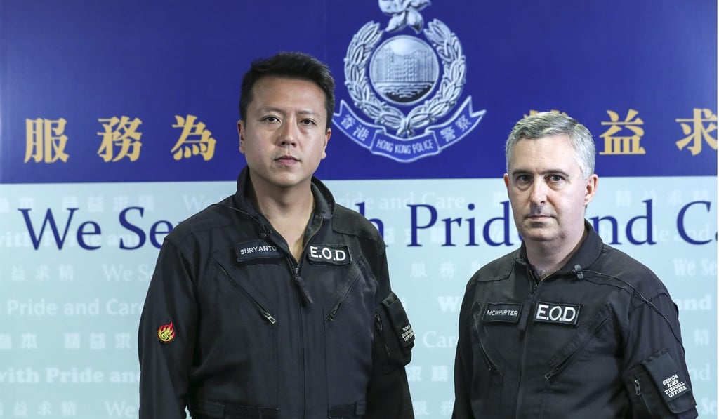 Superintendent Suryanto Chin-chiu and Alick McWhirter at the police headquarters in Wan Chai. Photo: Sam Tsang