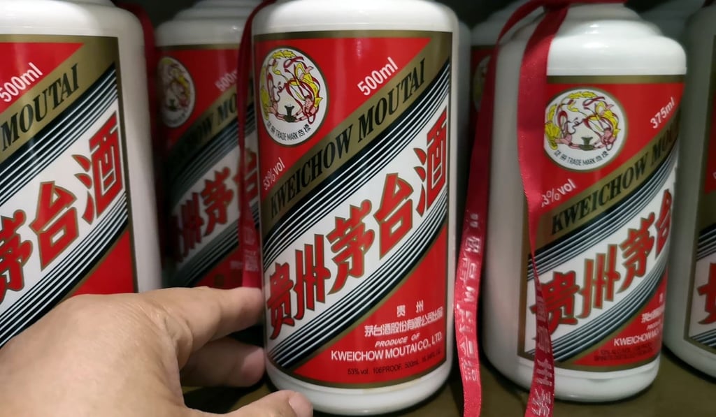 Bottles of Chinese white wine, Maotai, are pictured on a shelf at a restaurant in Harbin city, in the northeast province of Heilongjiang. Photo: Simon Song