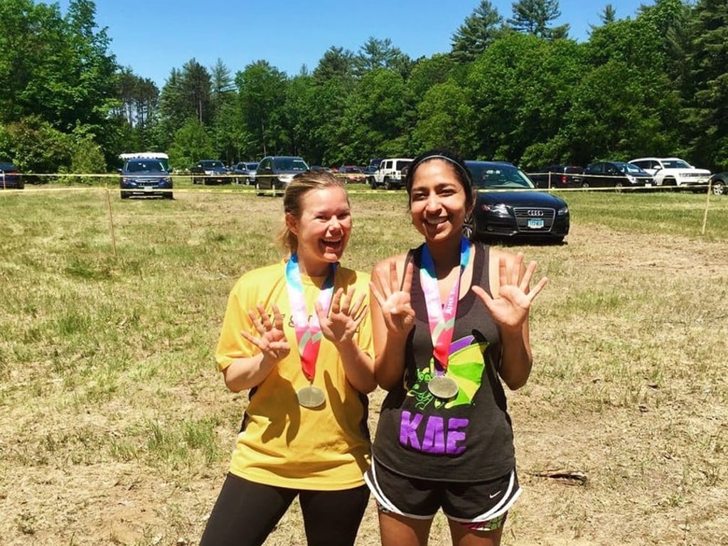 The writer, Kate Taylor, and friend Priya, complete a half-marathon – five months before tackling the New York City Marathon. The writer, Kate Taylor, and friend Priya, complete a half-marathon – five months before tackling the New York City Marathon.